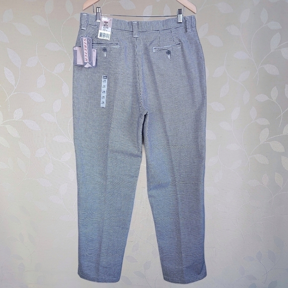 Vintage 90s Lee Houndstooth Tapered Leg Trouser Pants Black White Plus 16 - Picture 9 of 16